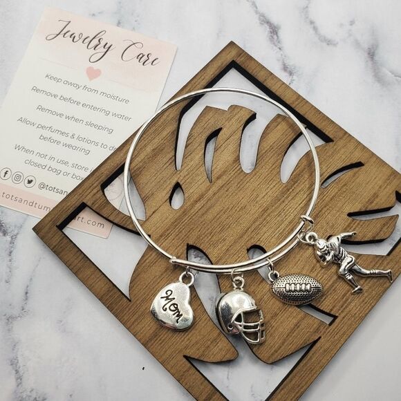 Football Mom Expandable Charm Bracelet - Picture 1 of 13